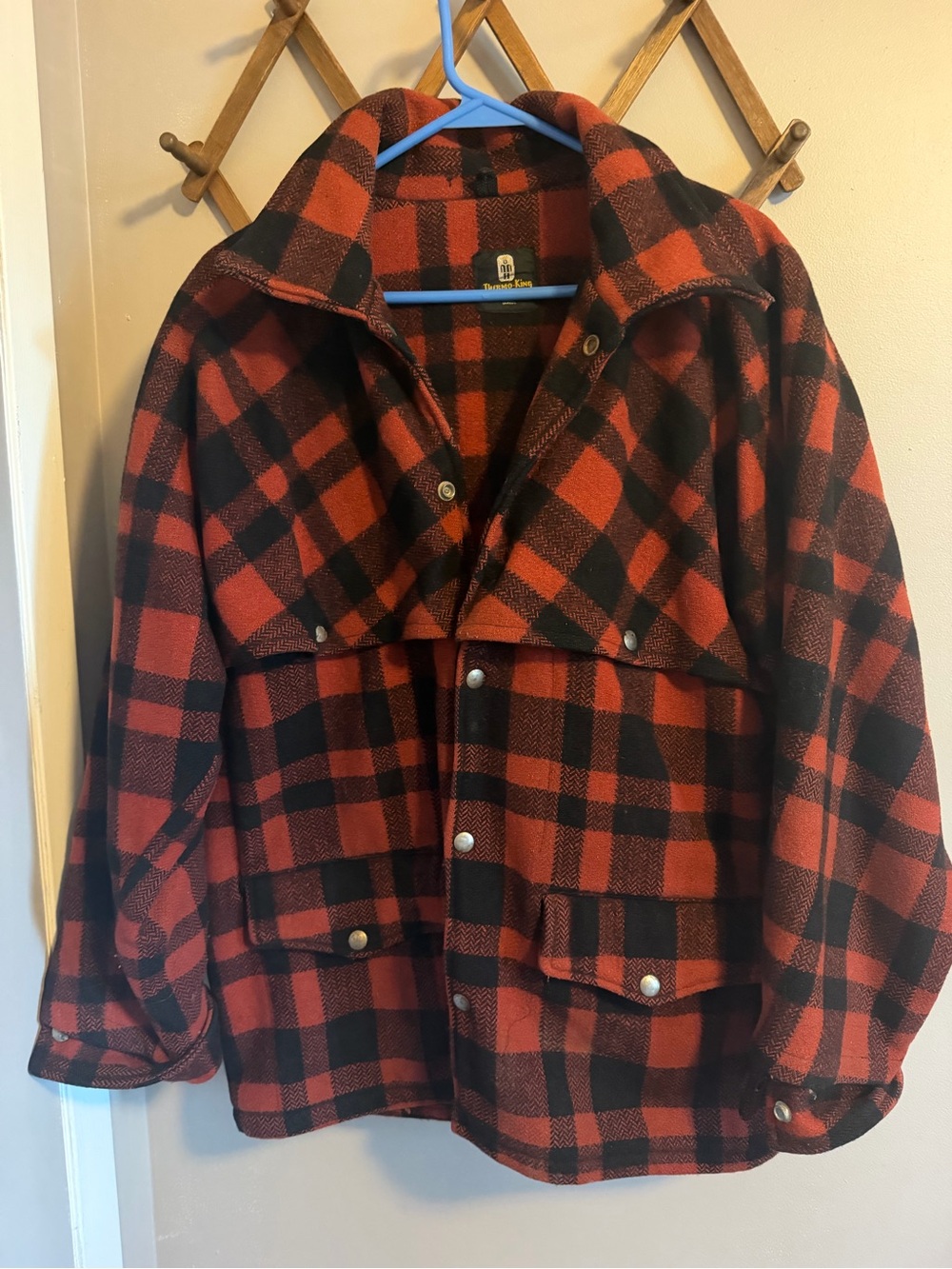 Vintage Thermo-King Selfast Buffalo Plaid Double Cape Wool Mackinaw Cruiser Jack